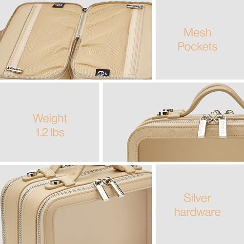 ETOILE - Small Twin Cosmetic Case Beige - Dual Compartment Cosmetic Beauty Organizer & Toiletry Case - Image 2