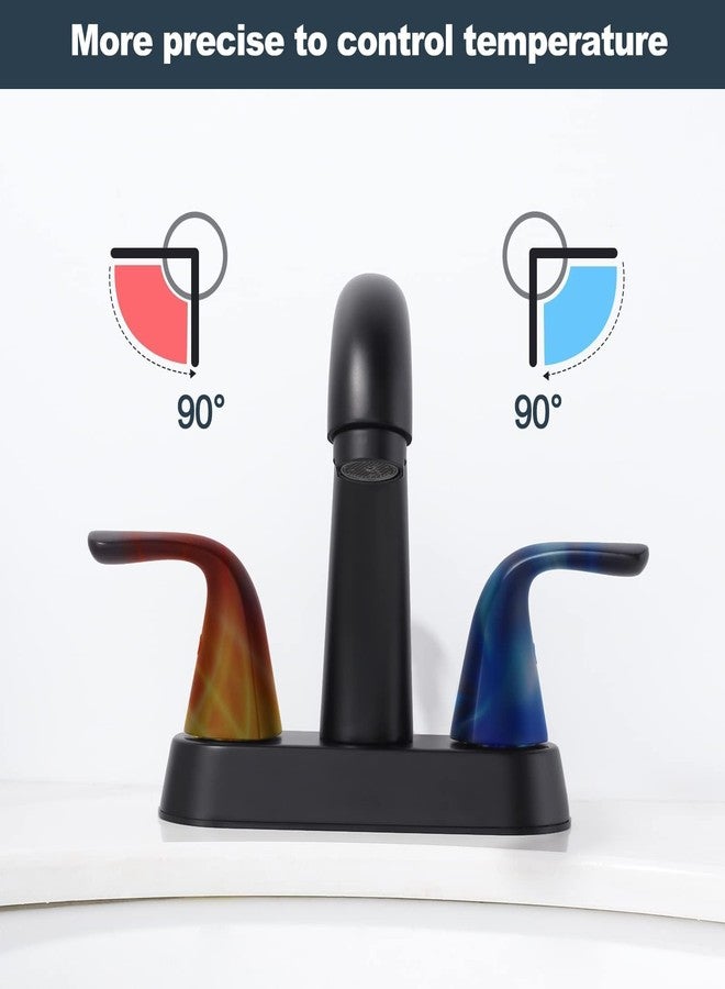 ALEASHA Black Bathroom Sink Faucet - 4 Inch Centerset 2 Handle With Pop Up Drain Stopper, Lavatory Vanity Faucet - Image 5