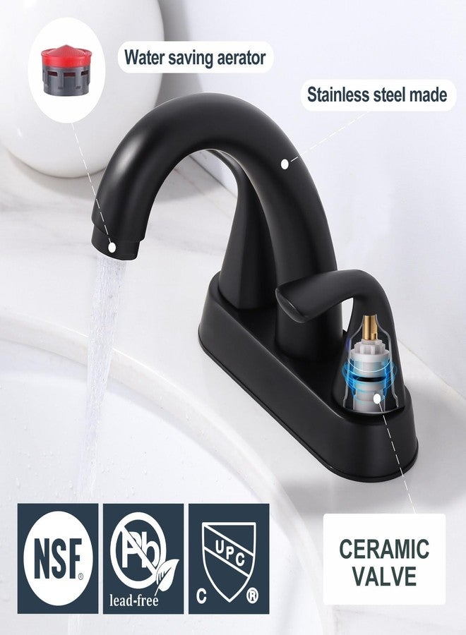 ALEASHA Black Bathroom Sink Faucet - 4 Inch Centerset 2 Handle With Pop Up Drain Stopper, Lavatory Vanity Faucet - Image 4