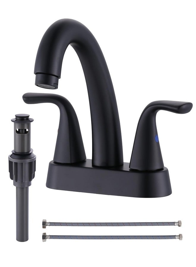 ALEASHA Black Bathroom Sink Faucet - 4 Inch Centerset 2 Handle With Pop Up Drain Stopper, Lavatory Vanity Faucet - Image 1