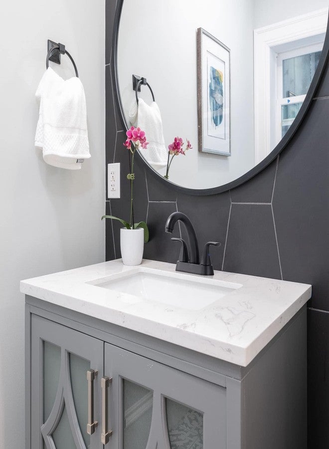 ALEASHA Black Bathroom Sink Faucet - 4 Inch Centerset 2 Handle With Pop Up Drain Stopper, Lavatory Vanity Faucet - Image 2