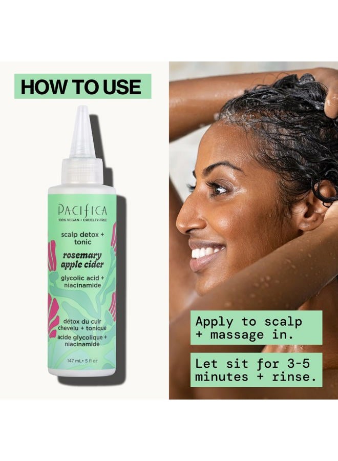 Pacifica Beauty | Rosemary Apple Cider Scalp Detox Tonic + Clarifying Shampoo Scalp Massage Brush | Remove Dirt, Product Buildup and Oil | for Irritated Scalp | Soft Silicone Bristles | Cruelty Free - Image 4