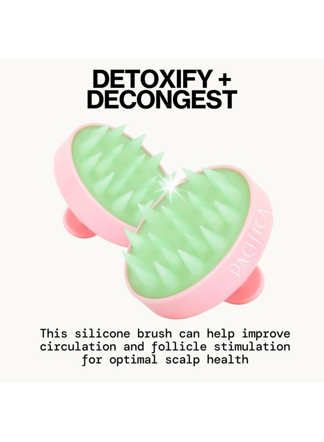 Pacifica Beauty | Rosemary Apple Cider Scalp Detox Tonic + Clarifying Shampoo Scalp Massage Brush | Remove Dirt, Product Buildup and Oil | for Irritated Scalp | Soft Silicone Bristles | Cruelty Free - Image 3