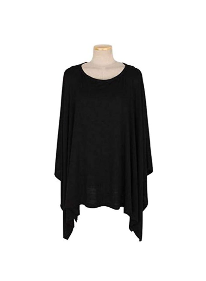 Nursing Cover Shawl Scarf Maternity Poncho Top for Breastfeeding and Baby Car Seat Cover, Black  - Image 1