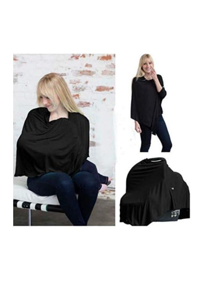 Nursing Cover Shawl Scarf Maternity Poncho Top for Breastfeeding and Baby Car Seat Cover, Black  - Image 3