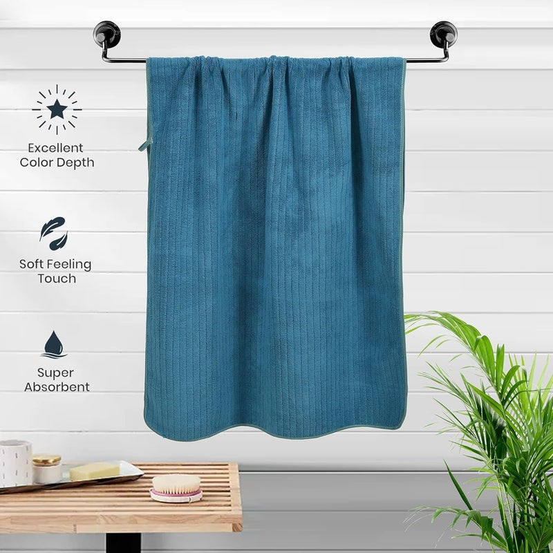 Urban Leaf Microfiber Large Bath Towel | Quick Dry Super Absorbent - Bath Towel for Men and Women | Blue Stripe | Towel for Bath, Travel, Gym, Beach, Pool, and Yoga (70 X 140 CMs) - Image 5