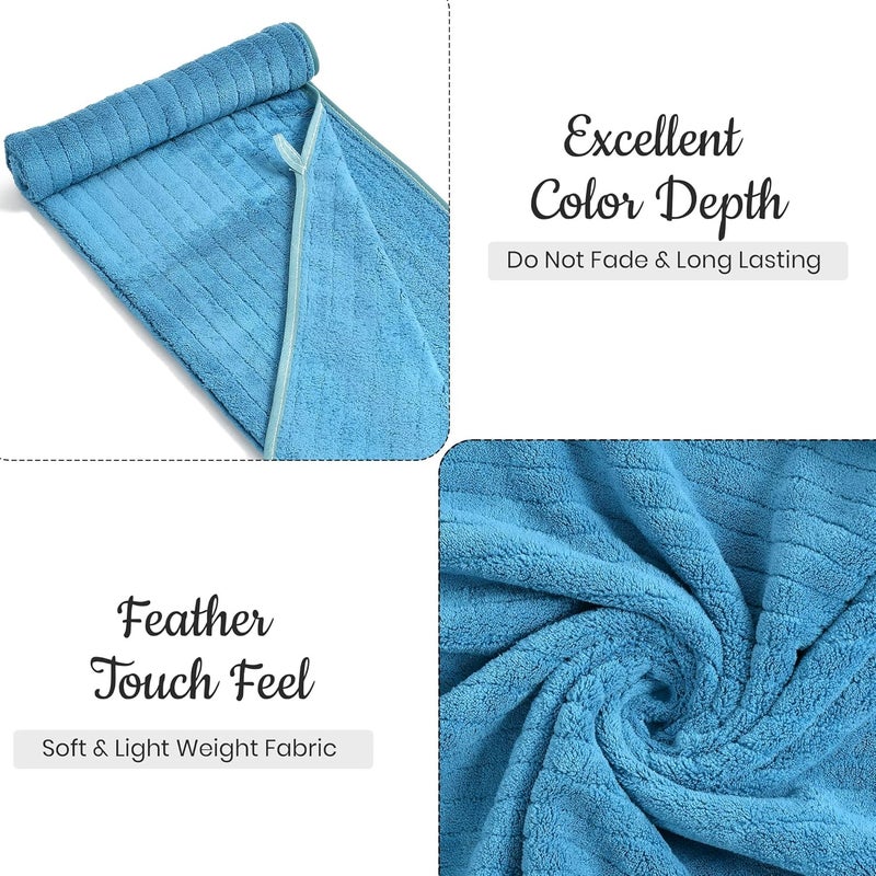 Urban Leaf Microfiber Large Bath Towel | Quick Dry Super Absorbent - Bath Towel for Men and Women | Blue Stripe | Towel for Bath, Travel, Gym, Beach, Pool, and Yoga (70 X 140 CMs) - Image 2