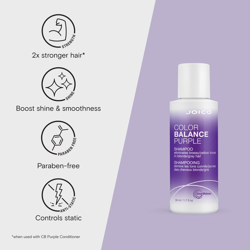 Joico Color Balance Purple Shampoo | For Cool Blonde, Gray Hair | Eliminate Brassy Yellow Tones | Boost Color Vibrancy & Shine | UV Protection | With Rosehip Oil & Green Tea Extract | 1.7 Fl Oz - Image 3