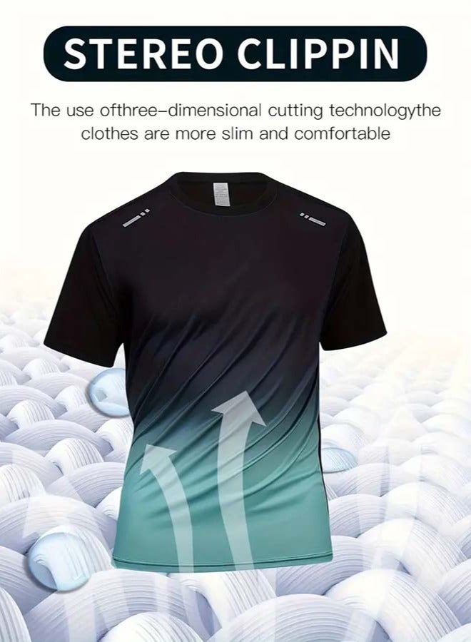 Generic 2-piece Men's sportswear  set  summer running gear Quick-drying short-sleeved T-shirt Sports training fitness clothing Quick-drying Shorts Set - Image 5