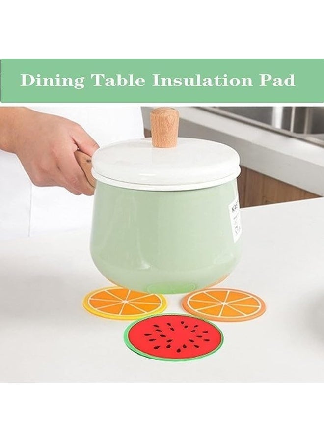 قطعتان من قواعد أكواب على شكل فاكهة، وسادة عزل سيليكون قابلة للانزلاق، حامل أكواب للمشروبات الساخنة، حامل أكواب، ديكورات طاولة المنزل، إكسسوار مطبخ - متعدد الألوان - Image 4