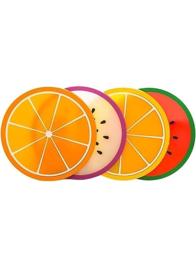 قطعتان من قواعد أكواب على شكل فاكهة، وسادة عزل سيليكون قابلة للانزلاق، حامل أكواب للمشروبات الساخنة، حامل أكواب، ديكورات طاولة المنزل، إكسسوار مطبخ - متعدد الألوان - Image 2