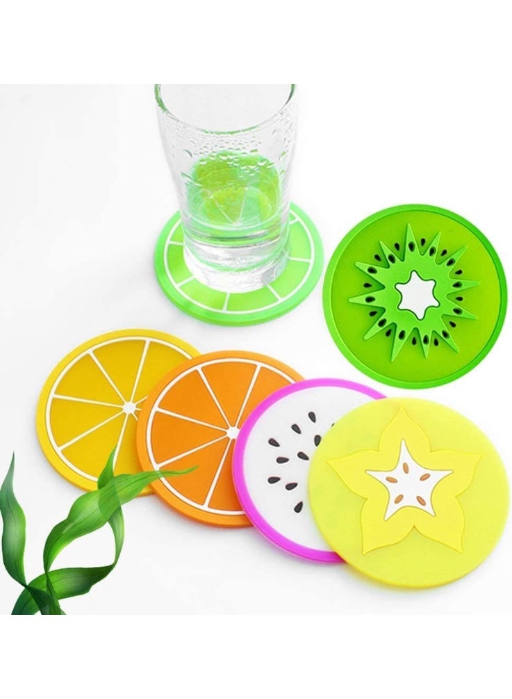 قطعتان من قواعد أكواب على شكل فاكهة، وسادة عزل سيليكون قابلة للانزلاق، حامل أكواب للمشروبات الساخنة، حامل أكواب، ديكورات طاولة المنزل، إكسسوار مطبخ - متعدد الألوان - Image 1