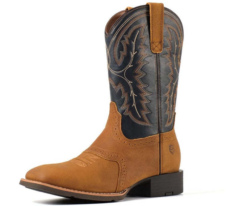SUREWAY Western Boots For Men - Mens Square Toe Cowboy Boot,Oil/Slip Resistant,Durable Fashionable Classic Pull on 10 Inch Wellington Boots - Soft Toe Work Boots - Image 1