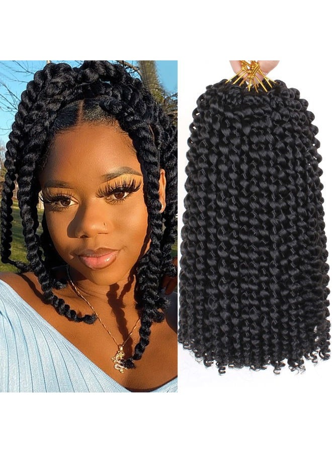 Leeven شعر كروشيه مائي مموج بطول 12 بوصة لتويست الشغف - عبوتين - شعر بوب قصير لتويست الشغف لشعر الفراشة - أسود طبيعي - شعر صناعي ربيعي لتجديل الشعر للنساء 1B# - Image 1