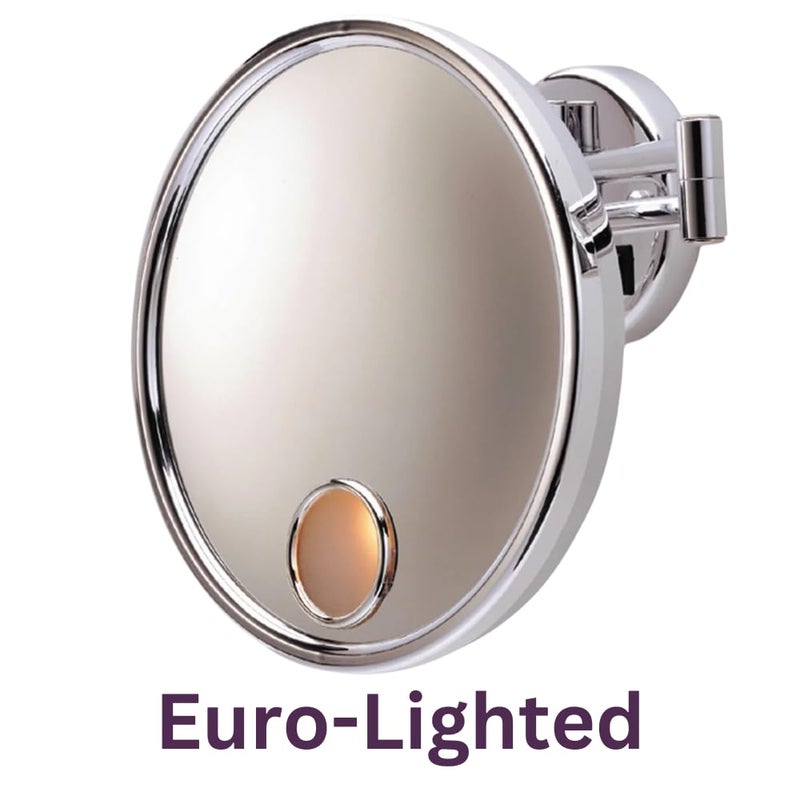 JERDON Chrome Finish Euro Style Makeup Mirror - 9-Inch Diameter Makeup Mirror with Chrome Wall Mount - 3X Magnification - JD7C - Image 3