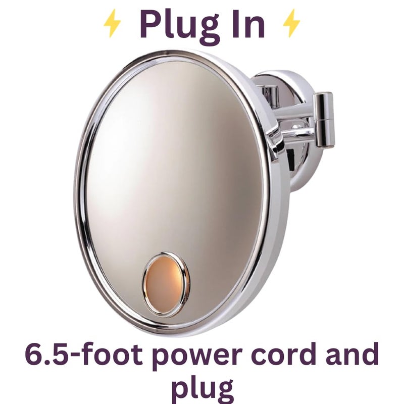 JERDON Chrome Finish Euro Style Makeup Mirror - 9-Inch Diameter Makeup Mirror with Chrome Wall Mount - 3X Magnification - JD7C - Image 5