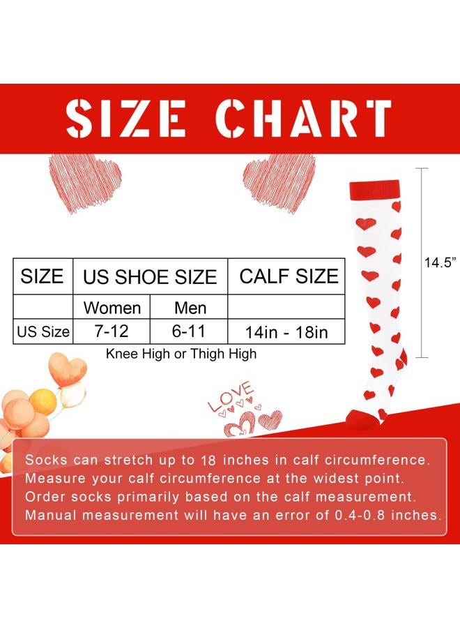 Junely Valentines Day Compression Socks for Women 20-30 mmhg Knee High Heart Socks for Valentine Running Athletic Nurses Pregnant Women Work Support Travel Flight Sports White - Image 5