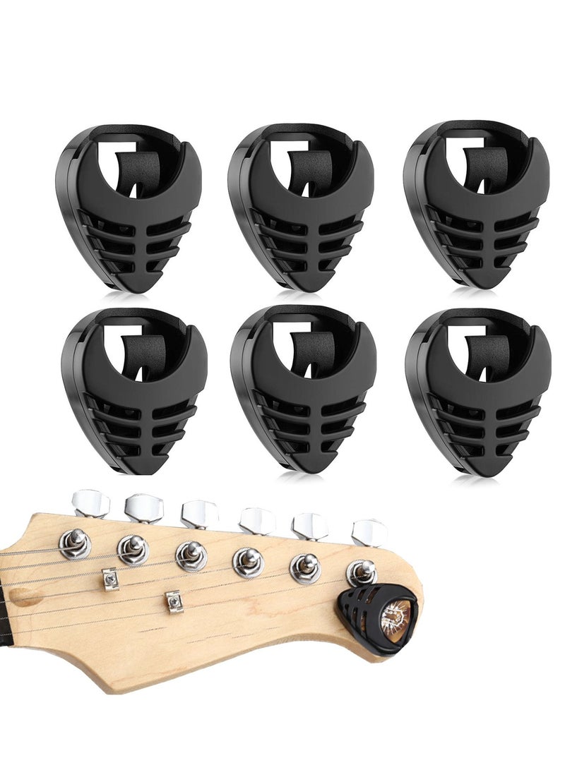 Guitar Pick Holder, 6pcs Durable Stick-On Plastic Guitar Pick Box Holder with Adhesive Back and Spring Guitar Accessories, Convenient Picks Placement for Acoustic Guitar Bass Ukulele  - Image 1