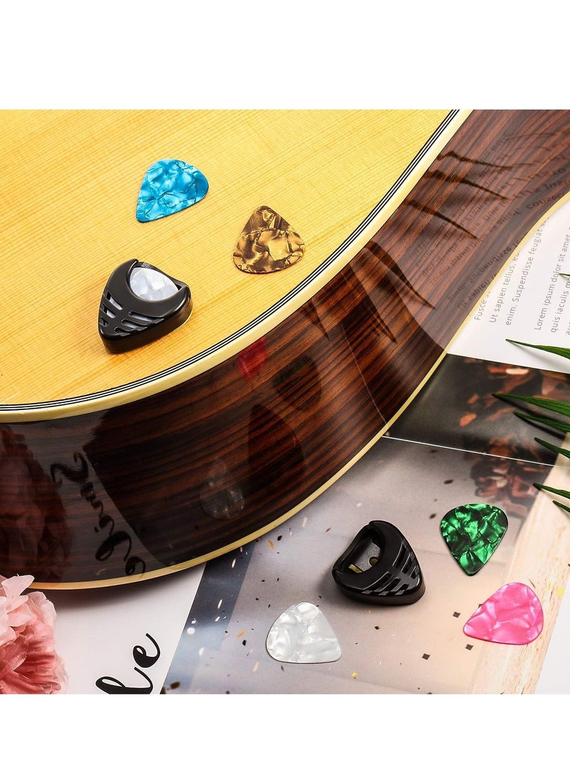 Guitar Pick Holder, 6pcs Durable Stick-On Plastic Guitar Pick Box Holder with Adhesive Back and Spring Guitar Accessories, Convenient Picks Placement for Acoustic Guitar Bass Ukulele  - Image 3
