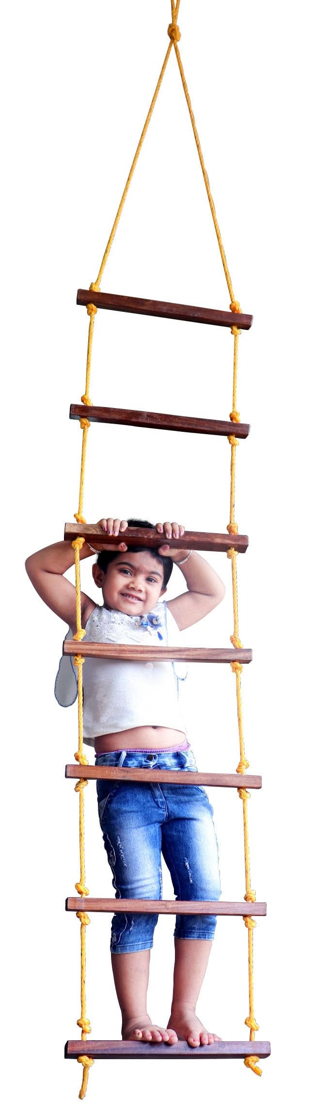 Homecute Rope Ladder for Kids for Physical Activity, Outdoor & Indoor Swing Set Accessories, Wooden Children Climbing Swing Kids Sports Toys for 3 to 10 Years (Ninja Ladder) - Image 1