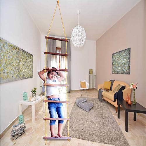 Homecute Rope Ladder for Kids for Physical Activity, Outdoor & Indoor Swing Set Accessories, Wooden Children Climbing Swing Kids Sports Toys for 3 to 10 Years (Ninja Ladder) - Image 3