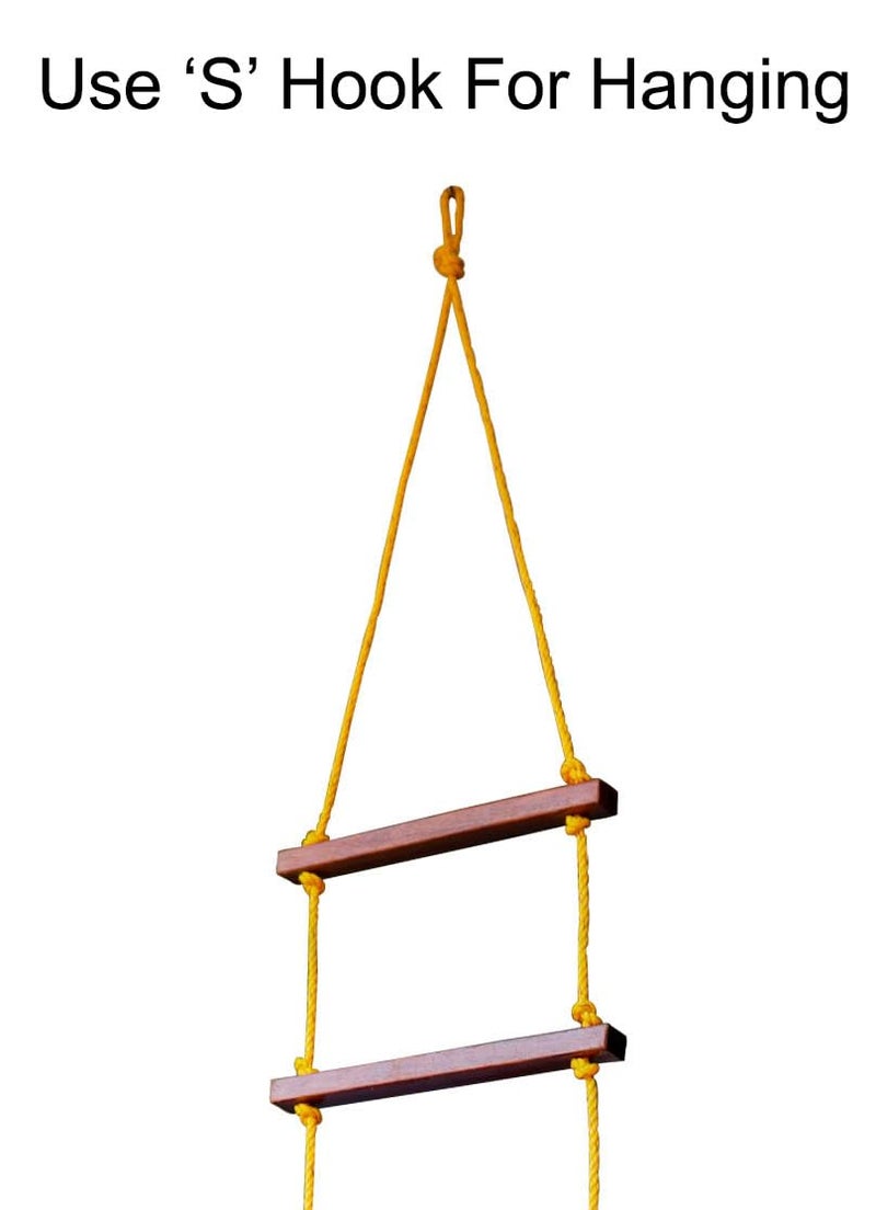 Homecute Rope Ladder for Kids for Physical Activity, Outdoor & Indoor Swing Set Accessories, Wooden Children Climbing Swing Kids Sports Toys for 3 to 10 Years (Ninja Ladder) - Image 4
