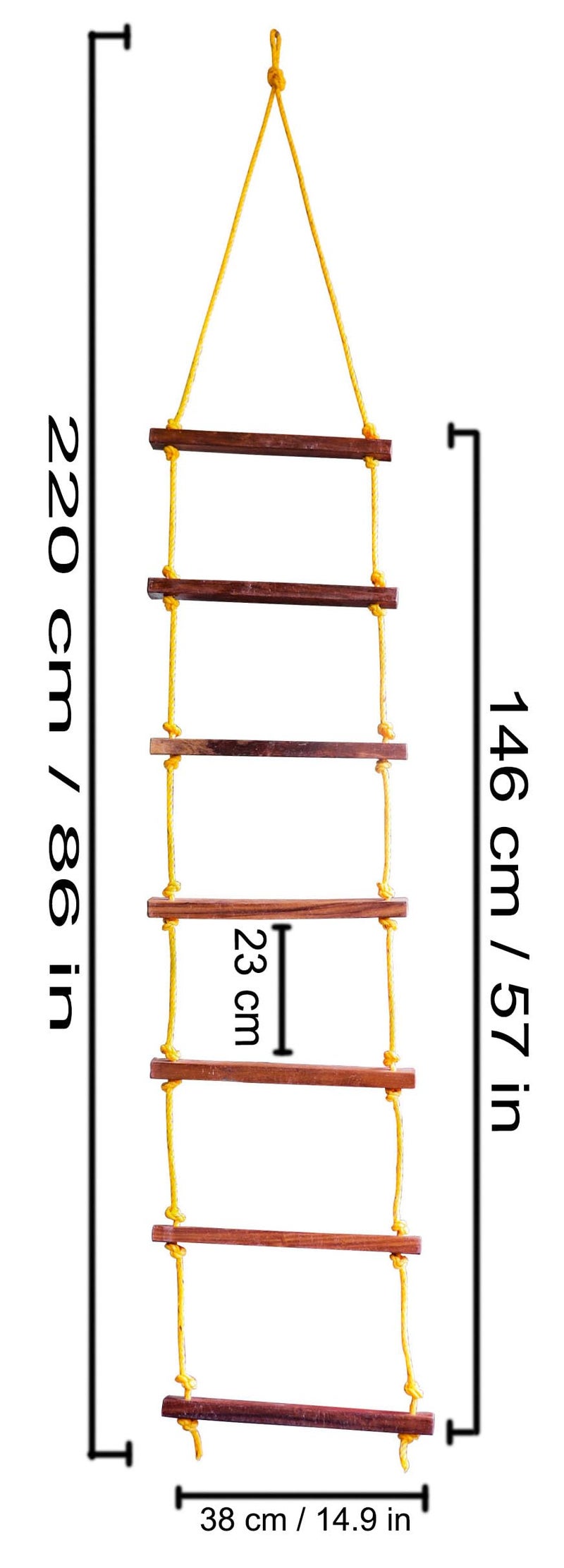 Homecute Rope Ladder for Kids for Physical Activity, Outdoor & Indoor Swing Set Accessories, Wooden Children Climbing Swing Kids Sports Toys for 3 to 10 Years (Ninja Ladder) - Image 2