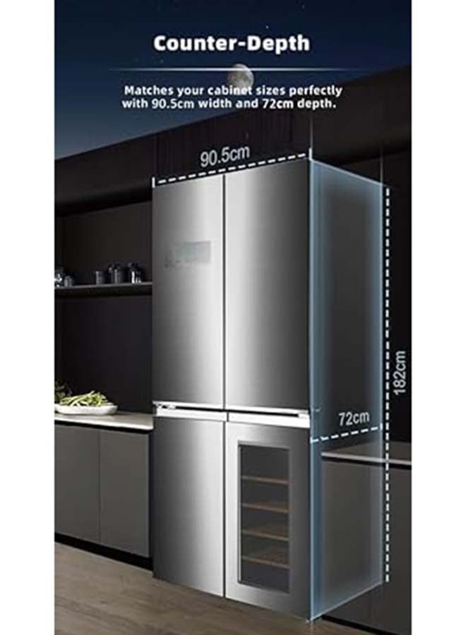 HOOVER 755 Liters Gross Capacity Cross Door Refrigerator, With Wine Cooler: (115L)31 Bottle, Metal Cooling Inverter Compressor With 10 Year Warranty, Crisper with Humidity Control - HXD-K755-S 755 L HXD-K755-S Grey - Image 2
