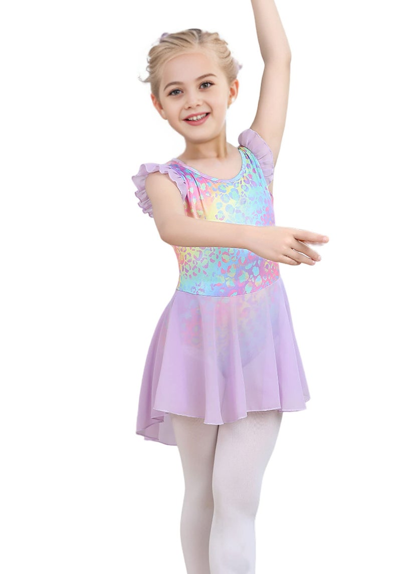 iLover Kids Girls Classic Ruffle Sleeve Tutu kirted Leotard Dress for Dance, Gymnastics and Ballet 5-6 Years - Image 3