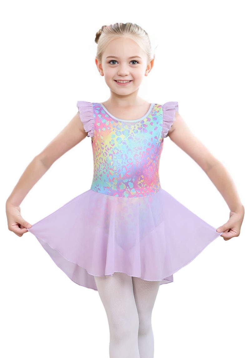 iLover Kids Girls Classic Ruffle Sleeve Tutu kirted Leotard Dress for Dance, Gymnastics and Ballet 5-6 Years - Image 1