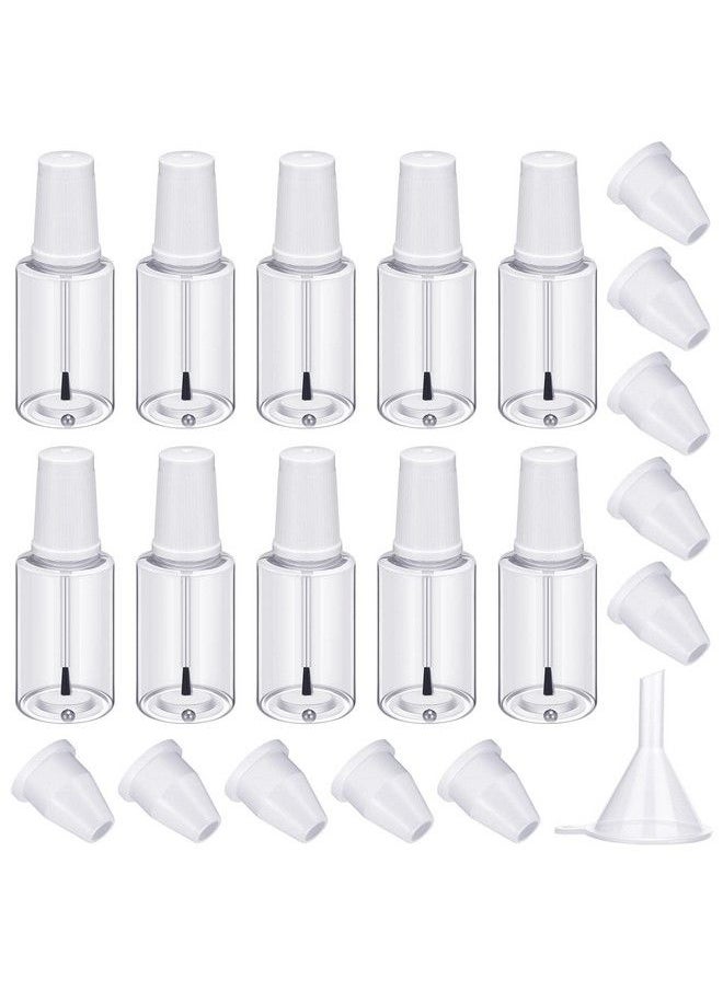 Irenare - 10 Pcs 20Ml Refillable Empty Nail Polish Bottles With Brush Mixing Marble Conservation Insert And Brush Top Plastic Nail Polish Container Clear - Image 1