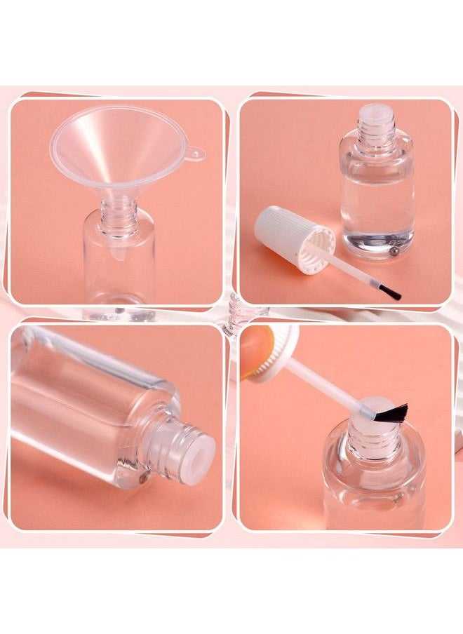 Irenare - 10 Pcs 20Ml Refillable Empty Nail Polish Bottles With Brush Mixing Marble Conservation Insert And Brush Top Plastic Nail Polish Container Clear - Image 1