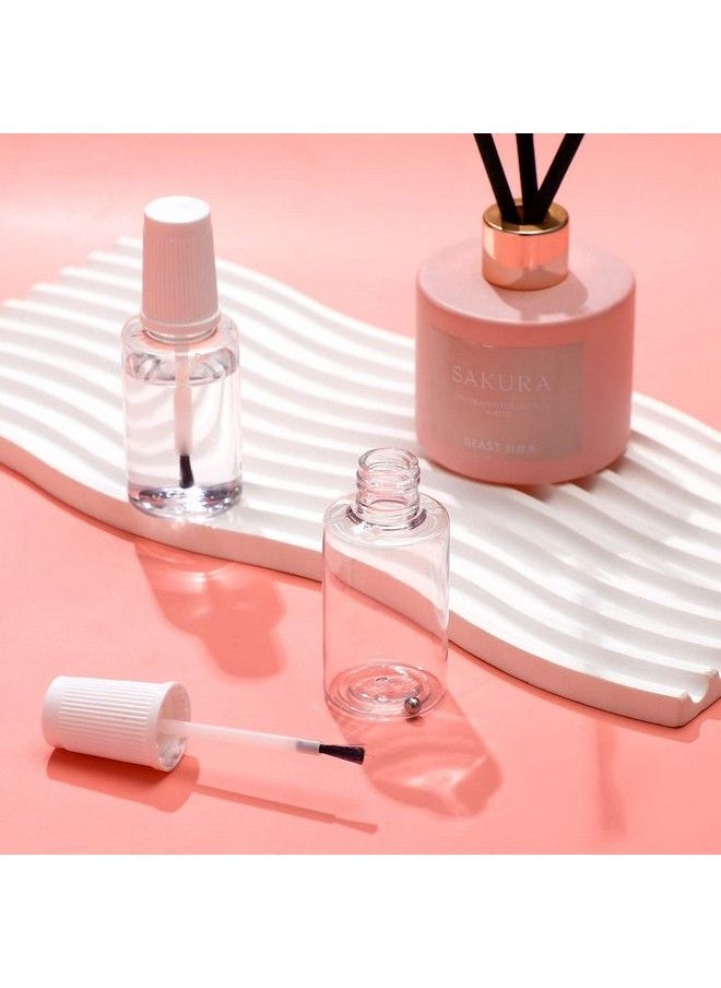 Irenare - 10 Pcs 20Ml Refillable Empty Nail Polish Bottles With Brush Mixing Marble Conservation Insert And Brush Top Plastic Nail Polish Container Clear - Image 1