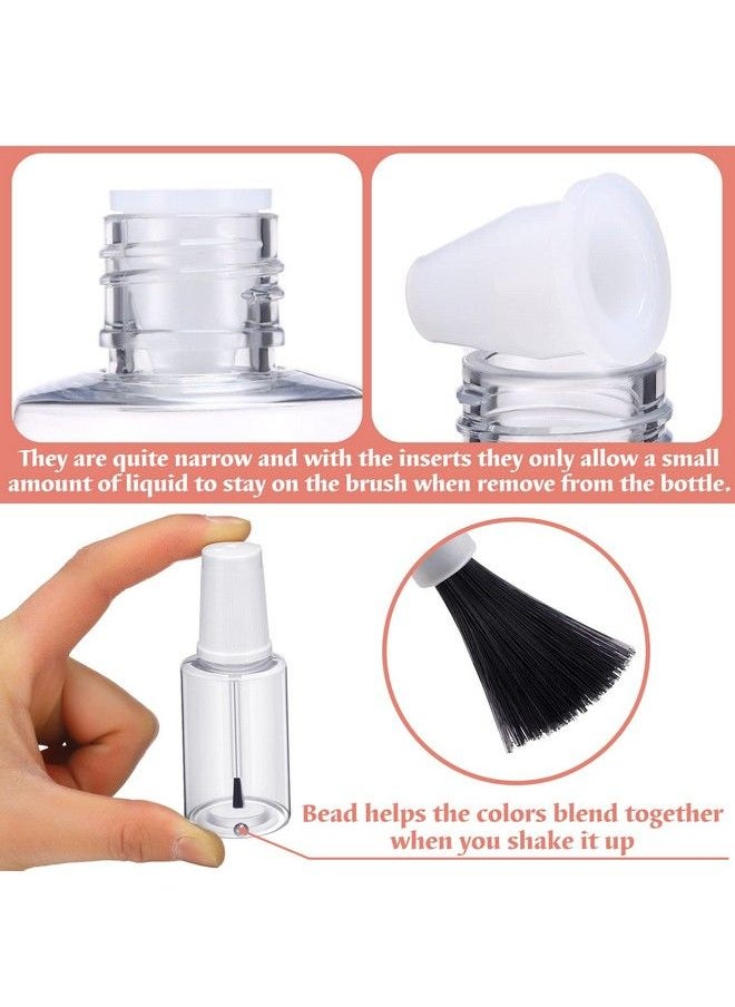Irenare - 10 Pcs 20Ml Refillable Empty Nail Polish Bottles With Brush Mixing Marble Conservation Insert And Brush Top Plastic Nail Polish Container Clear - Image 1