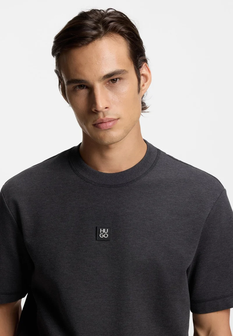 HUGO Cotton-blend T-shirt with stacked logo
