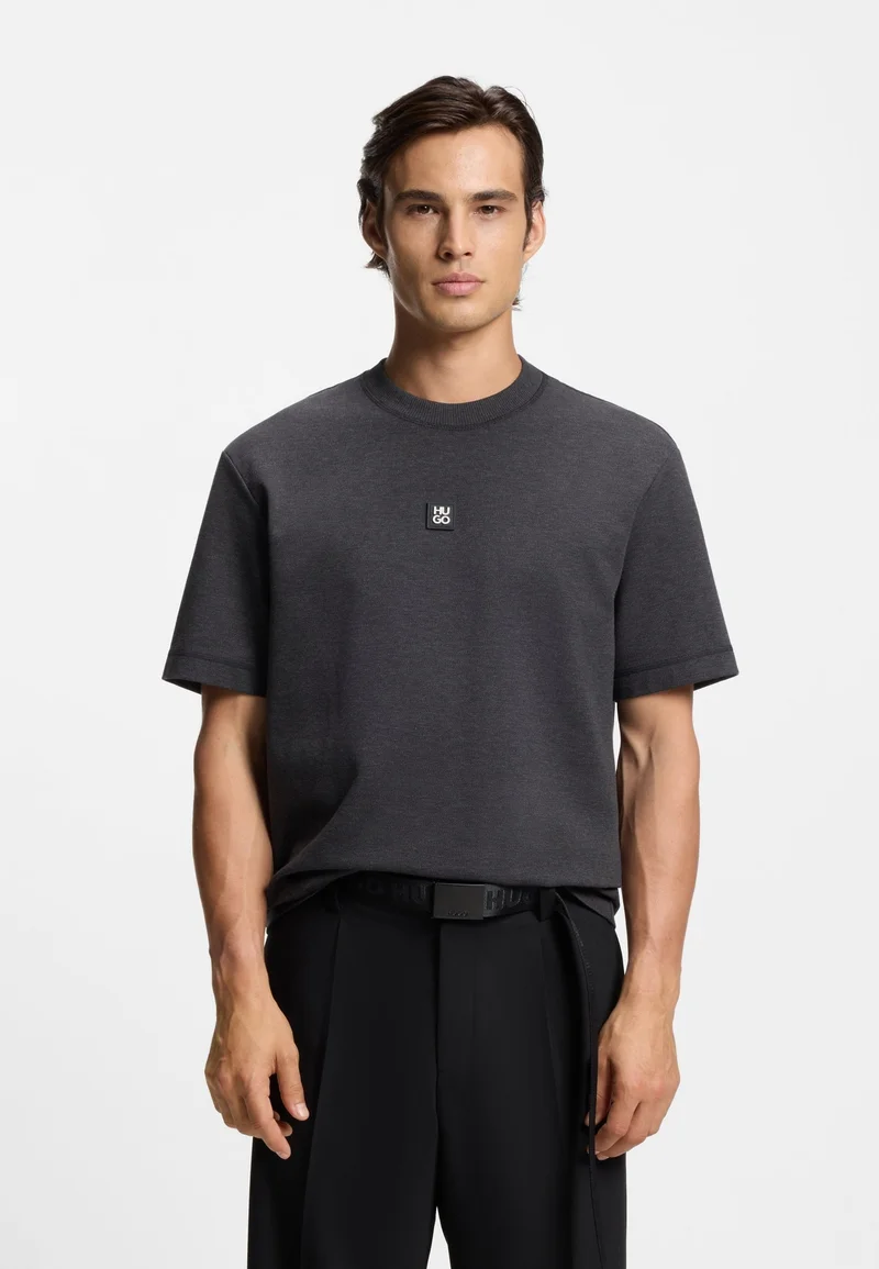 HUGO Cotton-blend T-shirt with stacked logo
