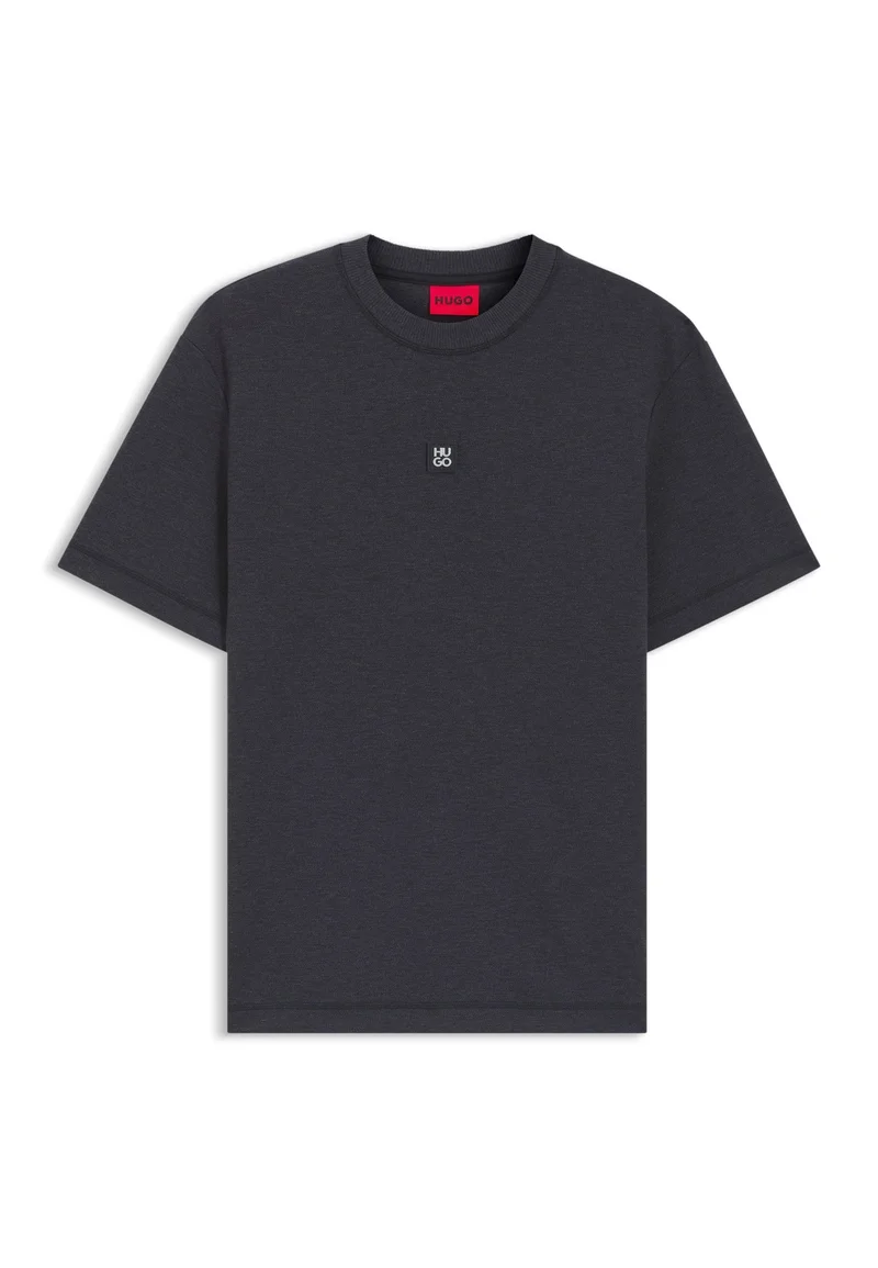 HUGO Grey Cotton-blend T-shirt with stacked logo for Men | Best Price UAE