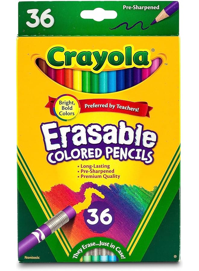 كرايولا أقلام رصاص ملونة قابلة للمسح عدد 36 أدوات فنية للأعمار 4 5 6 7 - Image 1