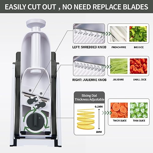 ONCE FOR ALL Upgrade Safe Mandoline Slicer Plus, Adjustable Vegetable Food Chopper Potato Fries French Fry Cutter, Detachable Blade, Kitchen Chopping Artifact, New Kitchen Gift (DarkGray) - Image 3