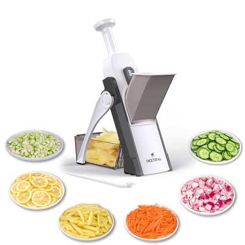 ONCE FOR ALL Upgrade Safe Mandoline Slicer Plus, Adjustable Vegetable Food Chopper Potato Fries French Fry Cutter, Detachable Blade, Kitchen Chopping Artifact, New Kitchen Gift (DarkGray) - Image 1