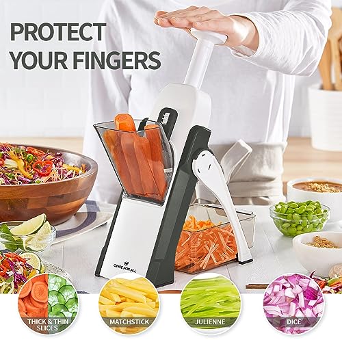 ONCE FOR ALL Upgrade Safe Mandoline Slicer Plus, Adjustable Vegetable Food Chopper Potato Fries French Fry Cutter, Detachable Blade, Kitchen Chopping Artifact, New Kitchen Gift (DarkGray) - Image 2