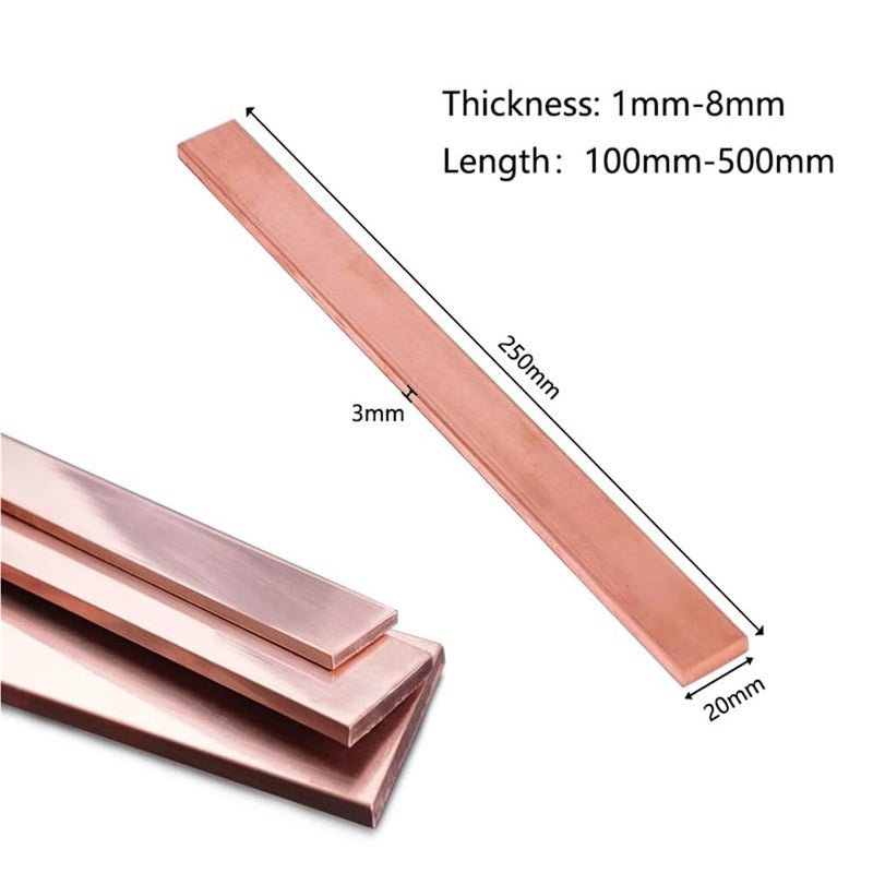 Pure Copper Flat Bar Strip 3x20x100mm T2 Red Plate Mill Stock 1pc - Image 3