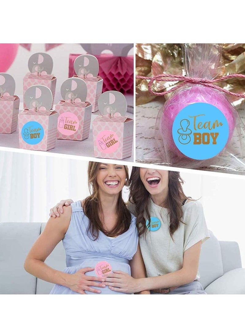 KASTWAVE Gender Reveal Stickers, 72 Pcs Baby Sticker Labels with Gold Glitter Letter Team Boy and Team Girl Stickers for Baby Shower Decorations and Gender Reveal Party Games - Image 4