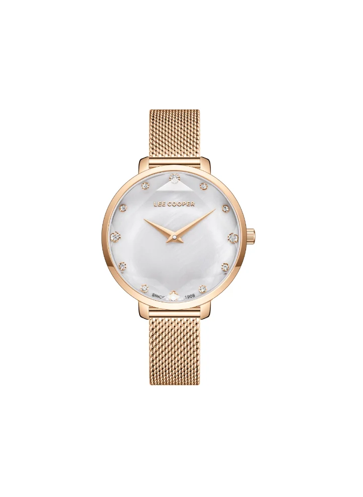 Lee Cooper Women's Analog Display Watch With Rose Gold Mesh Strap - LC08078.420