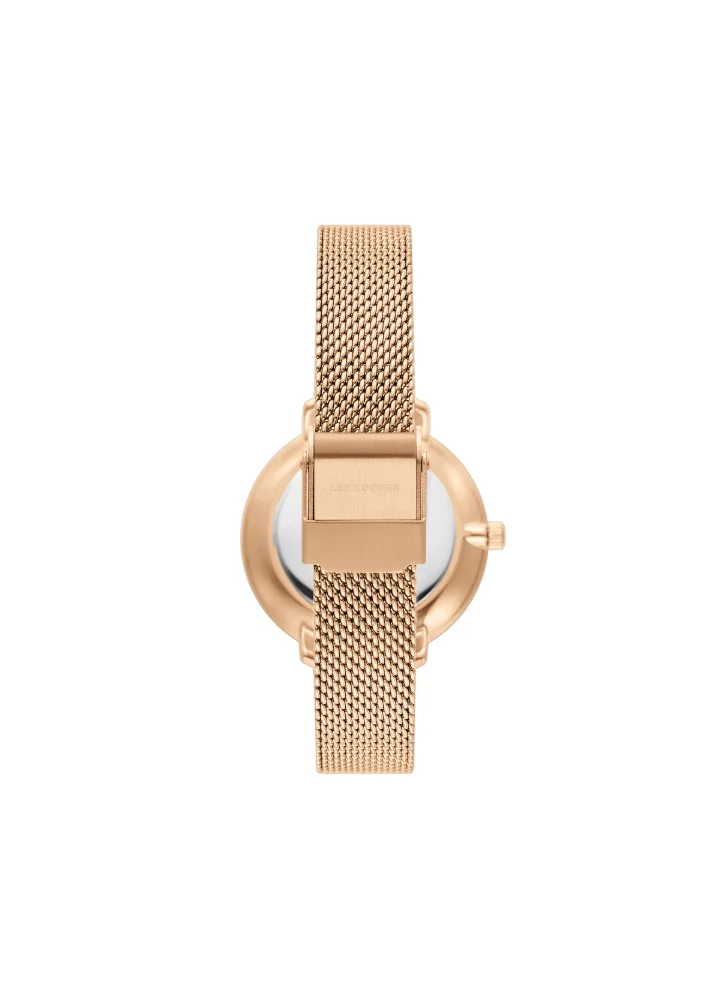 Lee Cooper Women's Analog Display Watch With Rose Gold Mesh Strap - LC08078.420