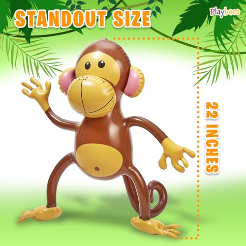 Playbees Large Inflatable Monkey 27 6 Pack Blow Up Animal Party Favors Inflatables Jungle Decor Monkeys for Baby Shower Safari Birthday Kids Toddlers Decorations Kids Animal Party Supplies - Image 5