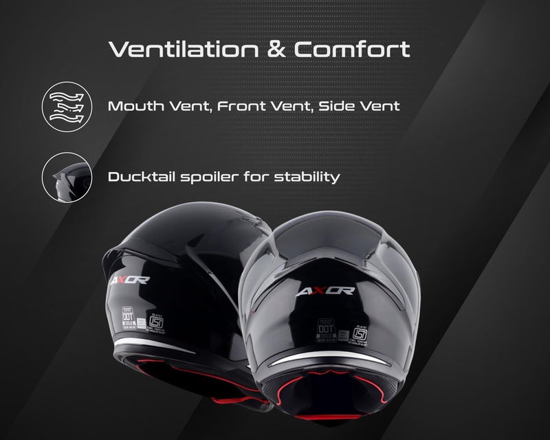Axor Hunter ISI ECE and DOT Certified Gloss Finish Full Face Helmet for Men with Pinlock Fitted Clear Visor-Black-L - Image 4