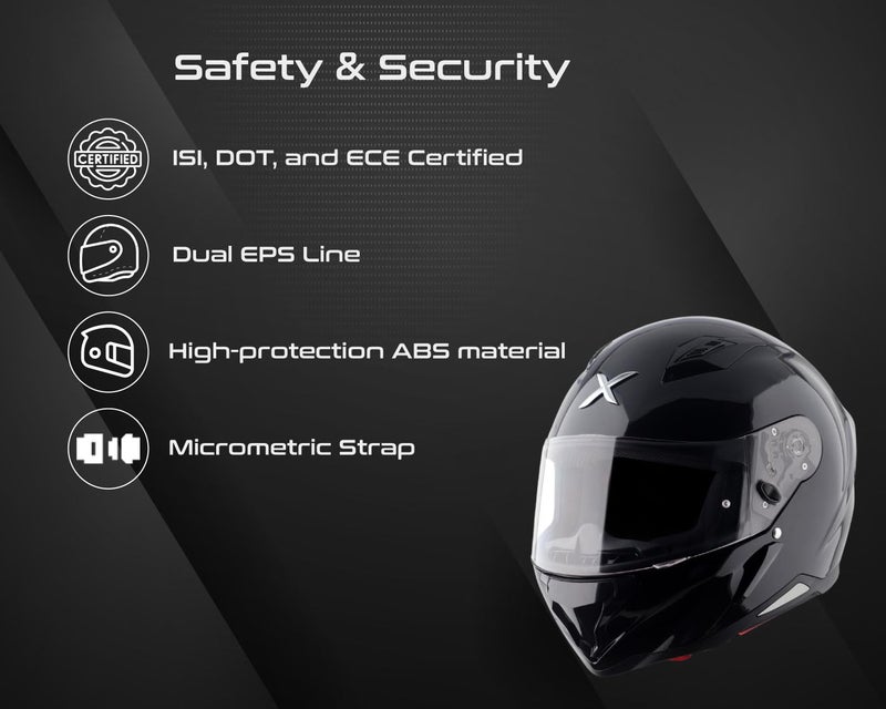 Axor Hunter ISI ECE and DOT Certified Gloss Finish Full Face Helmet for Men with Pinlock Fitted Clear Visor-Black-L - Image 3