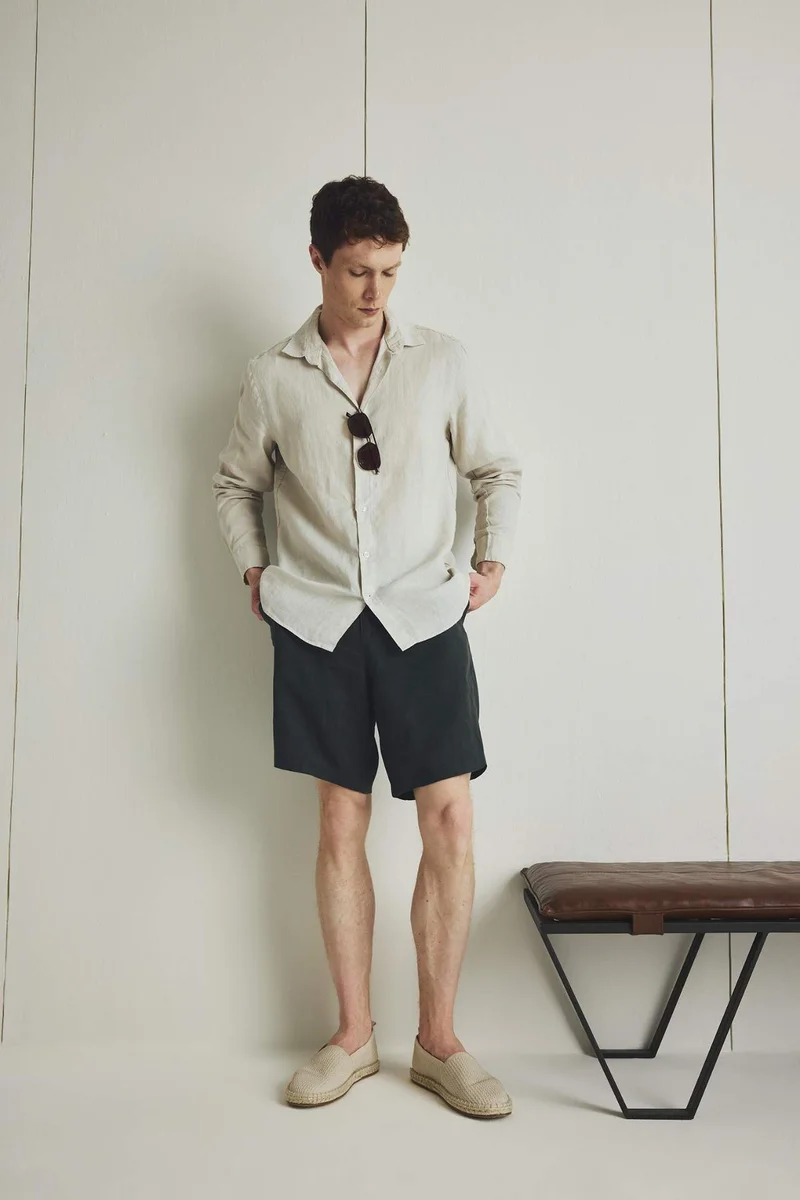 ديفاكتو Regular Fit Linen Bermuda Shorts
