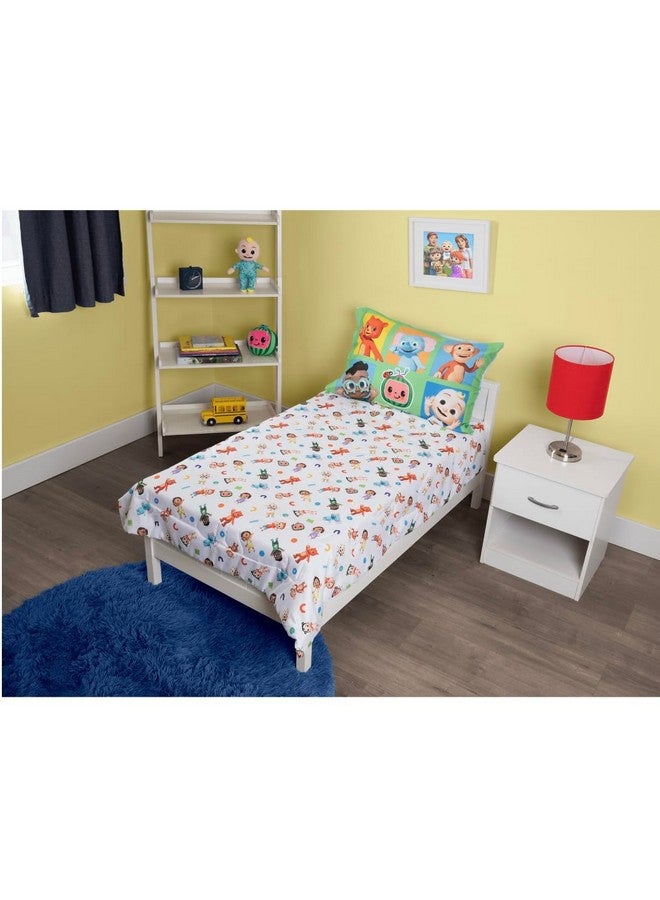 CoComelon 4-Piece Toddler Bedding Set, Cute as a Rainbow, Toddler Bed, Green - Image 4